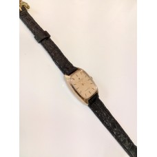 VINTAGE Lanvin γυναικείο ρολόι με επίχρυσο καντράν και μαύρο δερμάτινο λουράκι (VIN02)